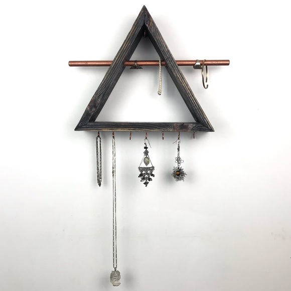 Other - Boho Jewelry Wall Shelf Organizer Rustic Wood